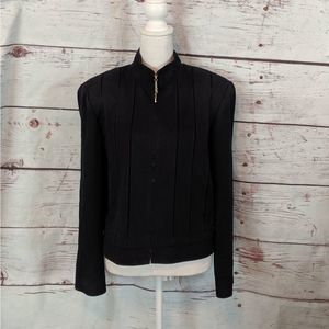 St. John Sport Mock Neck Gold Zipper Jacket Size L